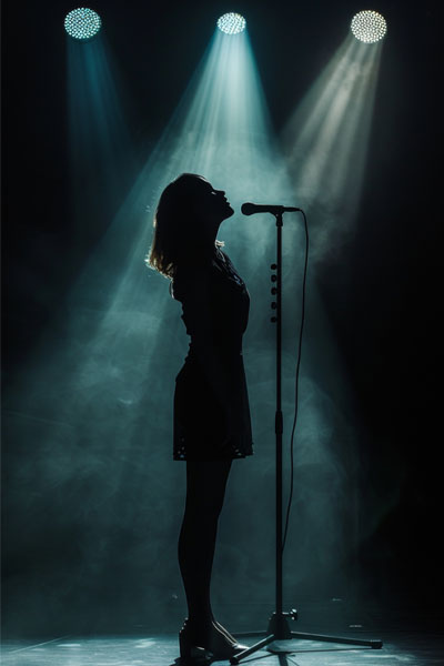 silhouette of female singer